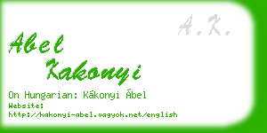 abel kakonyi business card
